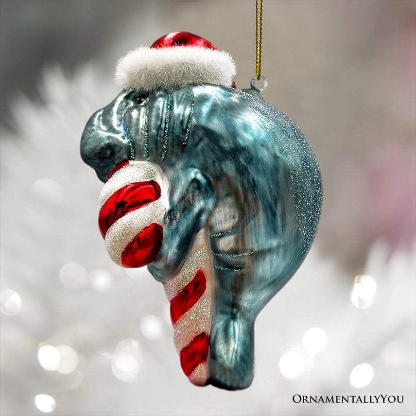 Manatee Ornament Glass Christmas Ornament