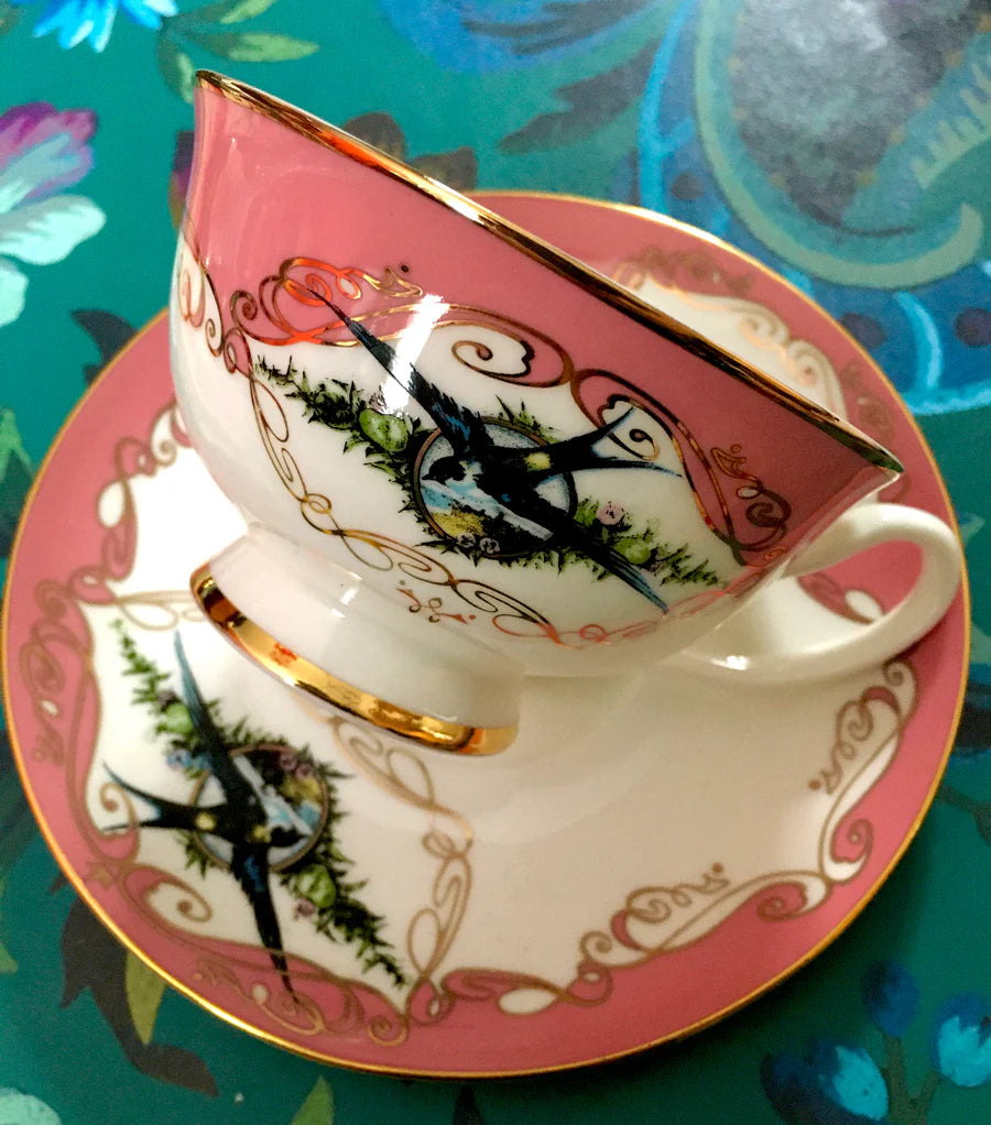 Miss Havisham I Could Poison You Pink Tea Cup + Saucer