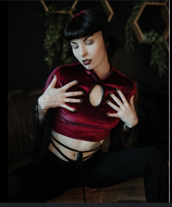 The Pretty Cult Sisters of Shadow Bell Sleeved Crop (Ruby)