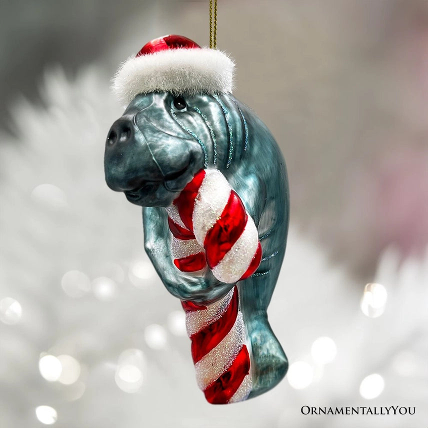 Manatee Ornament Glass Christmas Ornament