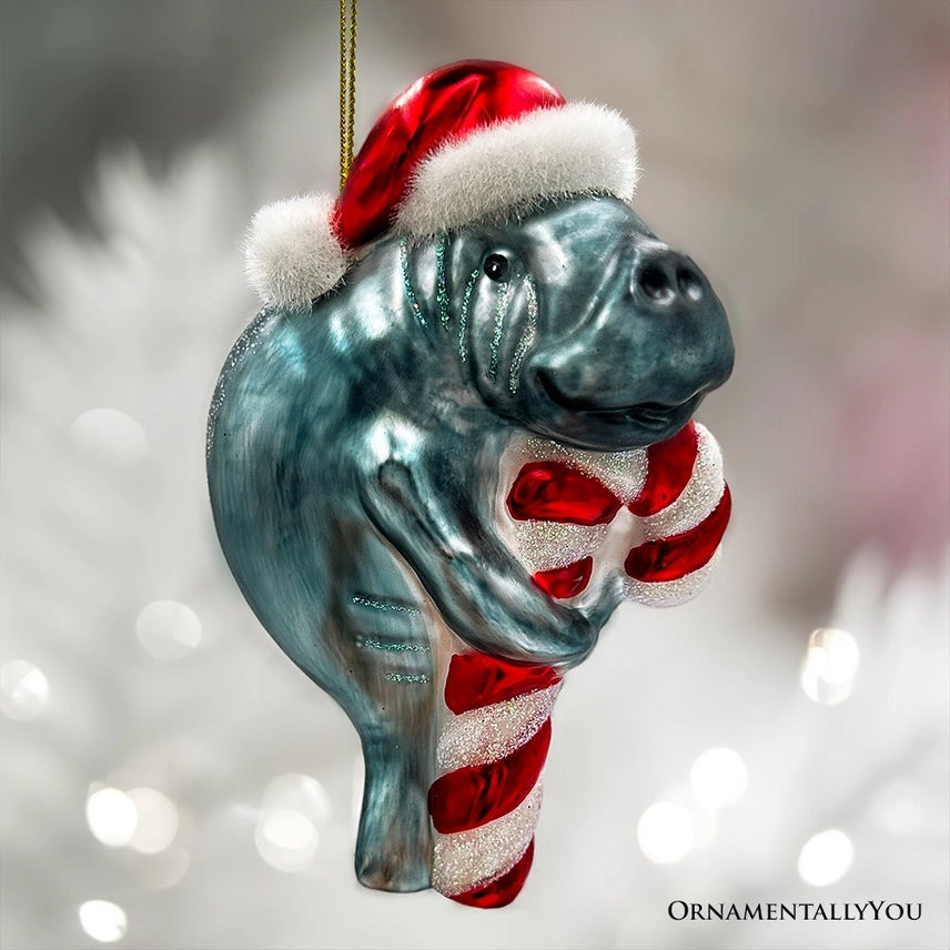 Manatee Ornament Glass Christmas Ornament