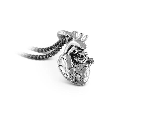 Small Anatomical Heart Necklace Silver (Lost Apostle)
