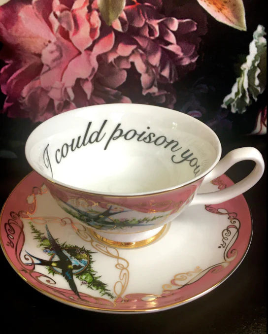 Miss Havisham I Could Poison You Pink Tea Cup + Saucer