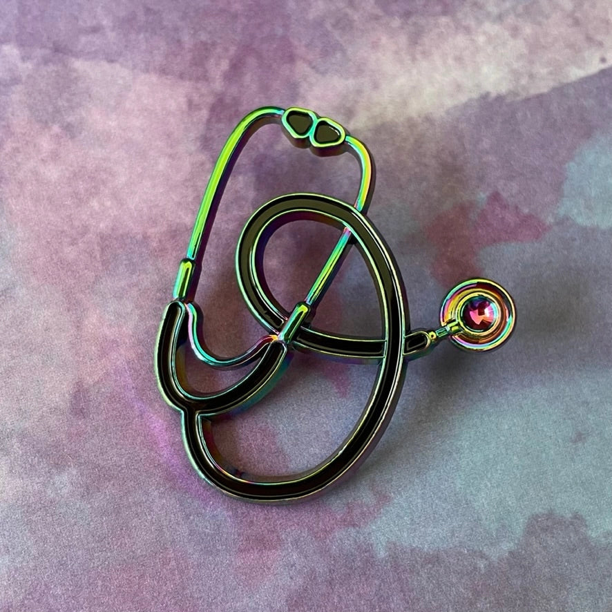 Stethoscope Pin- Rainbow Anodized (Rad Girl Creations)