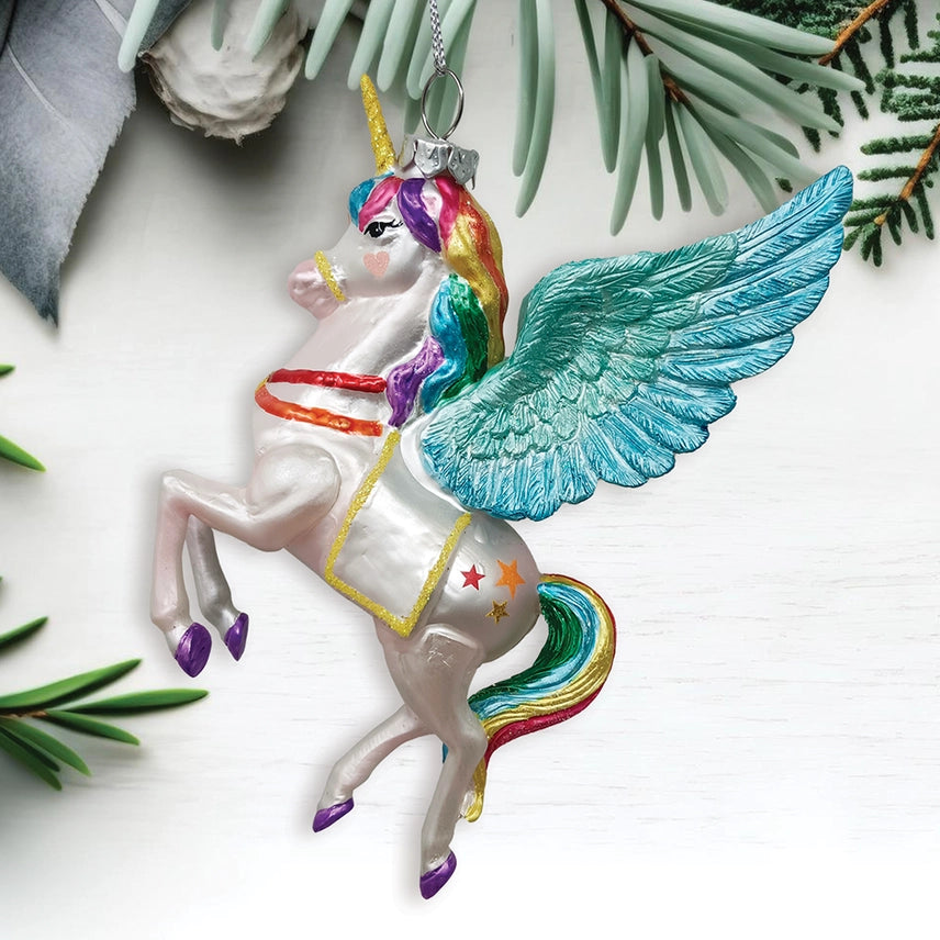 Unicorn Glass Christmas Ornament