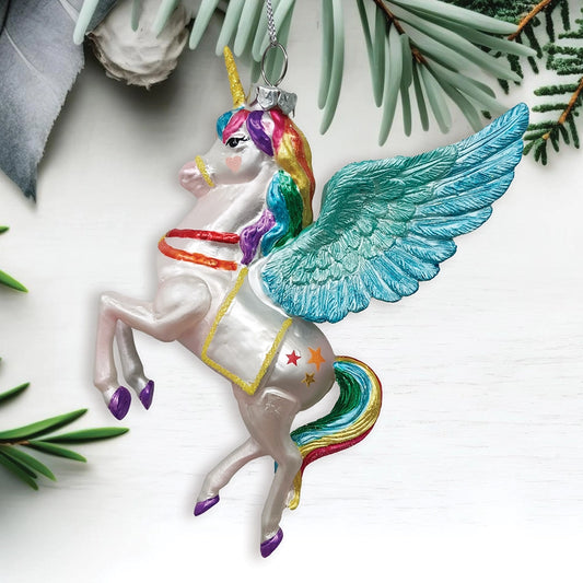 Unicorn Glass Christmas Ornament