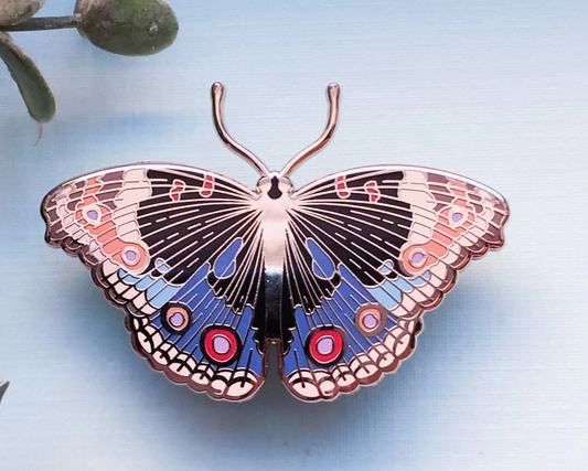 Blue Pansy Butterfly (Junonia Orithya) Enamel Pin