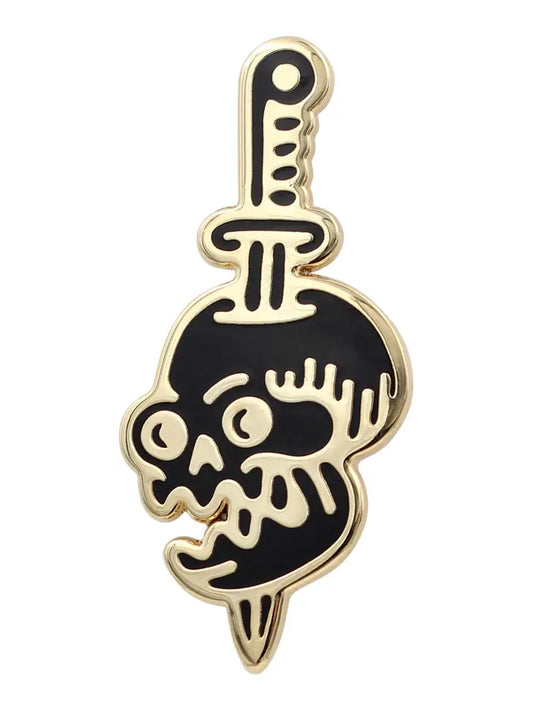 Skull Knife Pin Gold