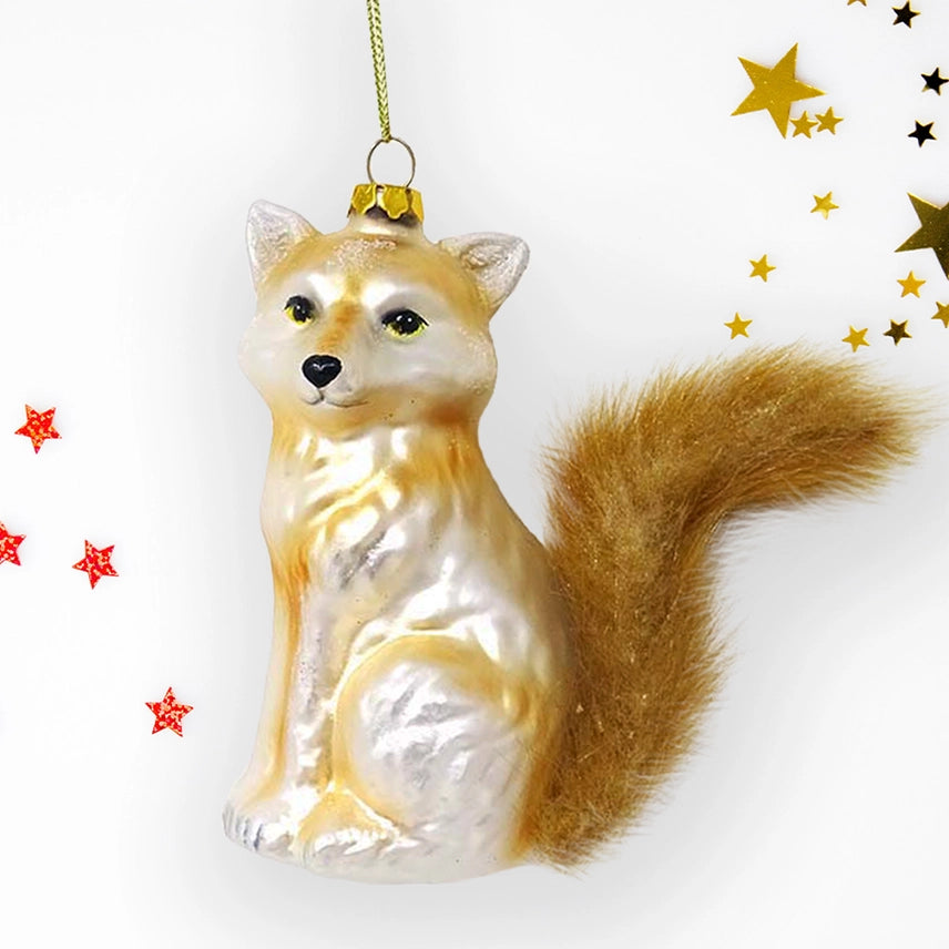 Woodland Fox Glass Christmas Ornament