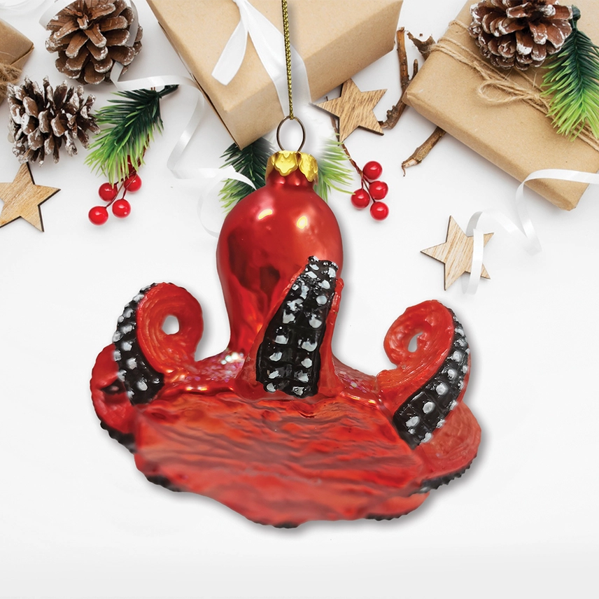 Octopus Ornament Glass Christmas Ornament