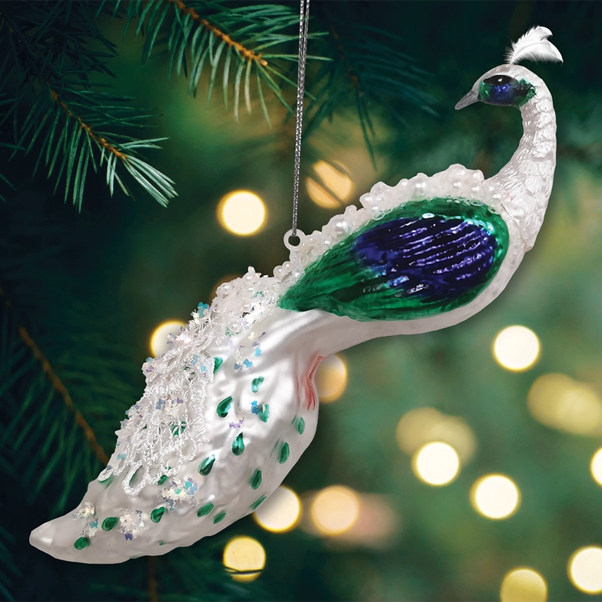 Peacock Ornament Glass Christmas Ornament