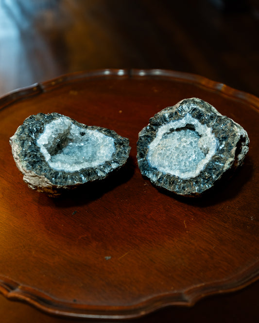 Madagascar Celestite Geode Large Pair