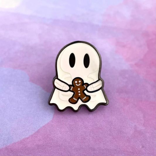 Ghosty Skeleton with Gingerbread Pin (Rad Girl Creations Glow in the Dark)